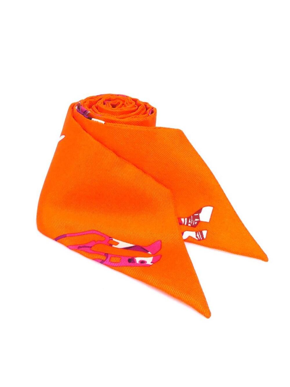 Auth Hermes Scarf Twilly Orange Silk #381223H19B